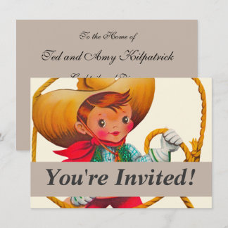 Cowboy Retro Boy Child Cute Western Invitation