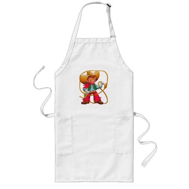 Cowboy Retro Boy Child Cute Western Long Apron (Front)