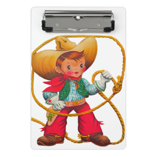 Cowboy Retro Boy Child Cute Western Mini Clipboard