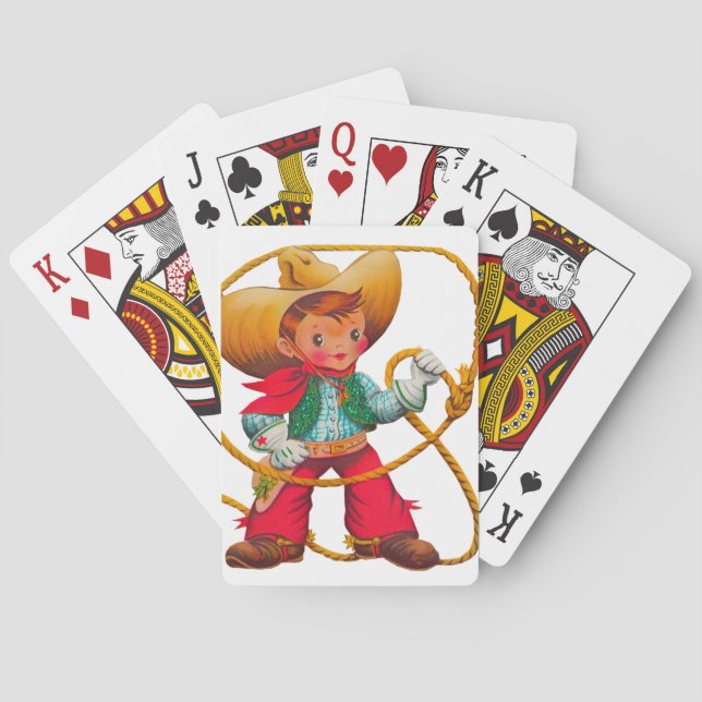 Cowboy Retro Boy Child Cute Western Playing Cards (Back)