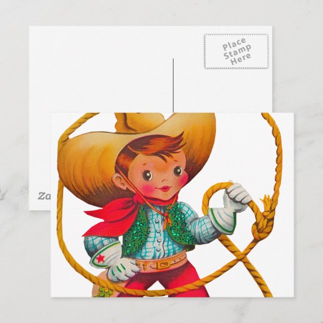 Cowboy Retro Boy Child Cute Western Postcard (Front/Back)