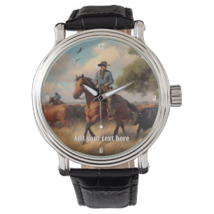 Cowboy Riding a Bay Horse Watch