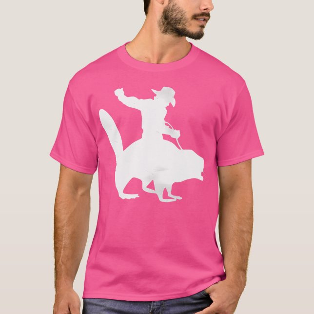 Cowboy Riding A Beaver Distressed T-Shirt (Front)