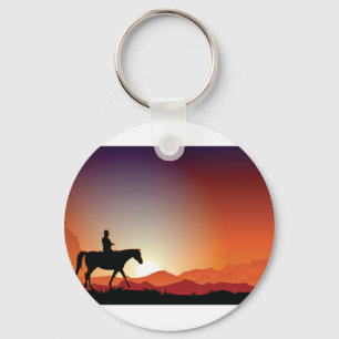 Cowboy Riding A Horse Keychain