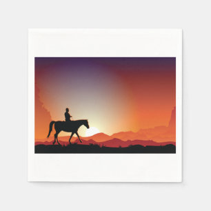 Cowboy Riding A Horse Paper Napkins