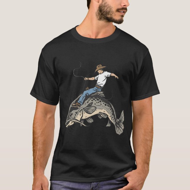 Cowboy Riding Catfish T-Shirt (Front)