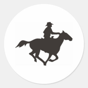Cowboy Riding Classic Round Sticker