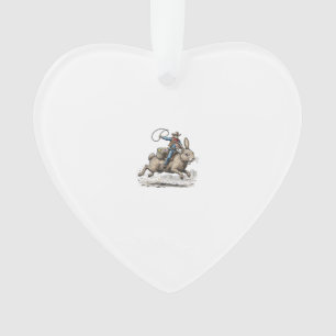 Cowboy Riding Easter Bunny Western Howdy Easter Fu Ornament