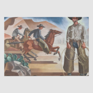 Cowboy Riding Horses Tissue Paper
