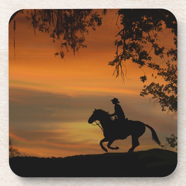 Cowboy Riding in the Sunset coasters (Front)
