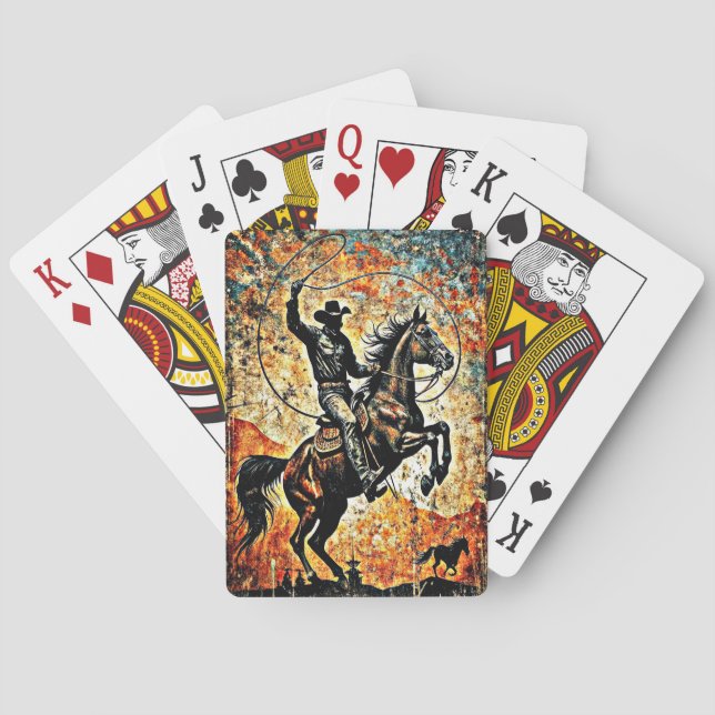 COWBOY RIDING PLAYING CARDS (Back)