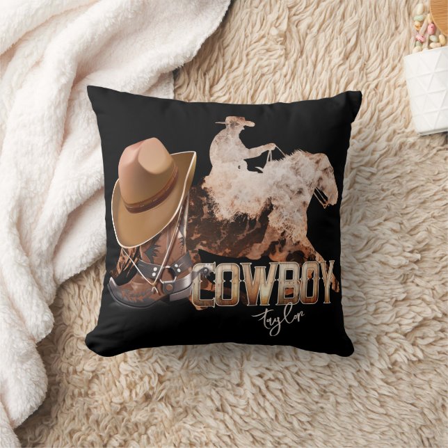 Cowboy riding western boots cowboy hat cushion (Blanket)