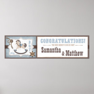 Cowboy Rocking Horse Baby Shower Banner Poster