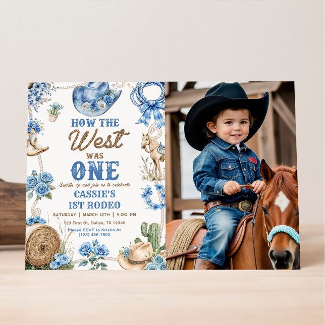 Cowboy Rodeo 1st Birthday How The West Was One Inv Invitation (Creator Uploaded)