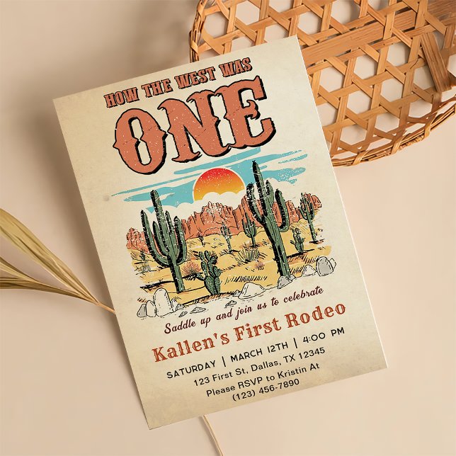 Cowboy Rodeo 1st Birthday How The West Was One Inv Invitation (Creator Uploaded)
