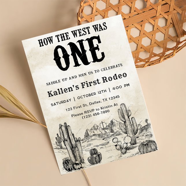 Cowboy Rodeo 1st Birthday How The West Was One Inv Invitation (Creator Uploaded)