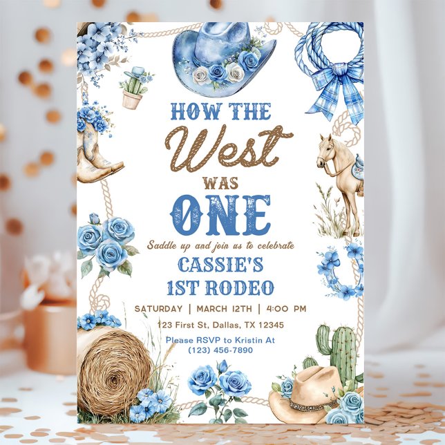 Cowboy Rodeo 1st Birthday How The West Was One Invitation (Creator Uploaded)