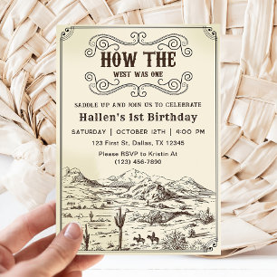 Cowboy Rodeo 1st Birthday How The West Was One Invitation