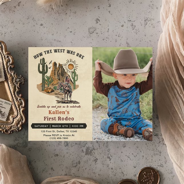 Cowboy Rodeo 1st Birthday How The West Was One Invitation (Creator Uploaded)