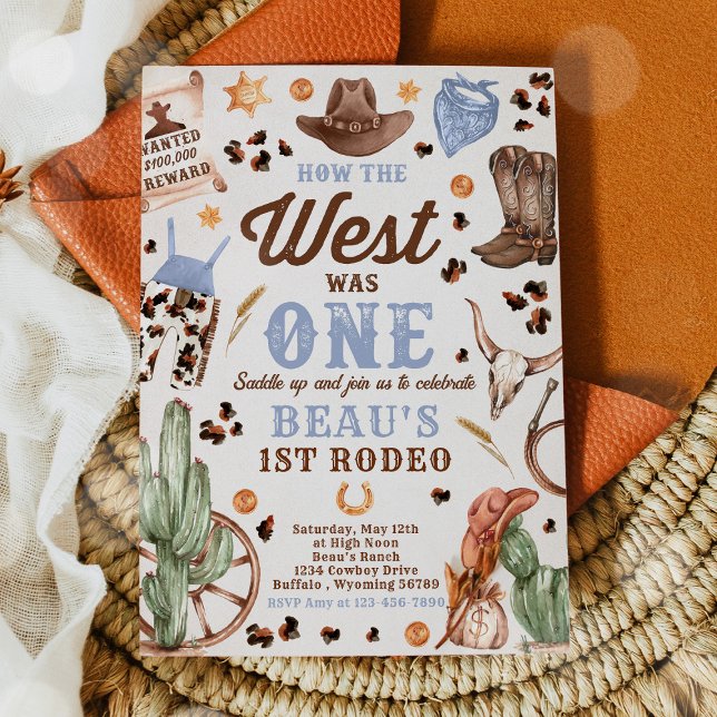 Cowboy Rodeo 1st Birthday How The West Was One Invitation (Creator Uploaded)