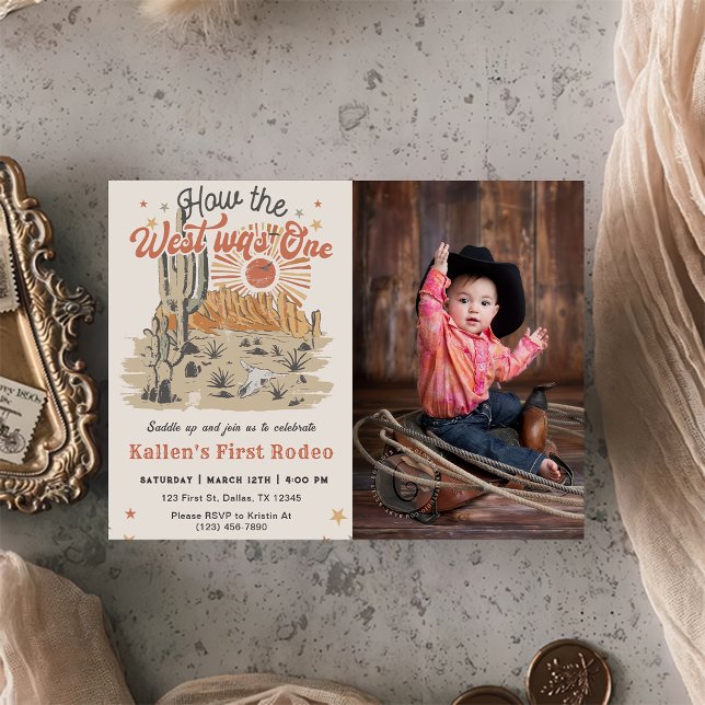 Cowboy Rodeo 1st How The West Was One Photo  Invitation (Creator Uploaded)