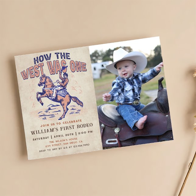 Cowboy Rodeo Birthday How the West Was One Photo Invitation (Creator Uploaded)