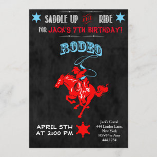 Cowboy Rodeo Birthday Party Invitations