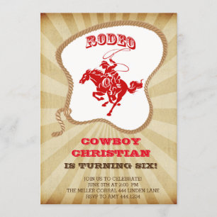 Cowboy Rodeo Birthday Party Invitations