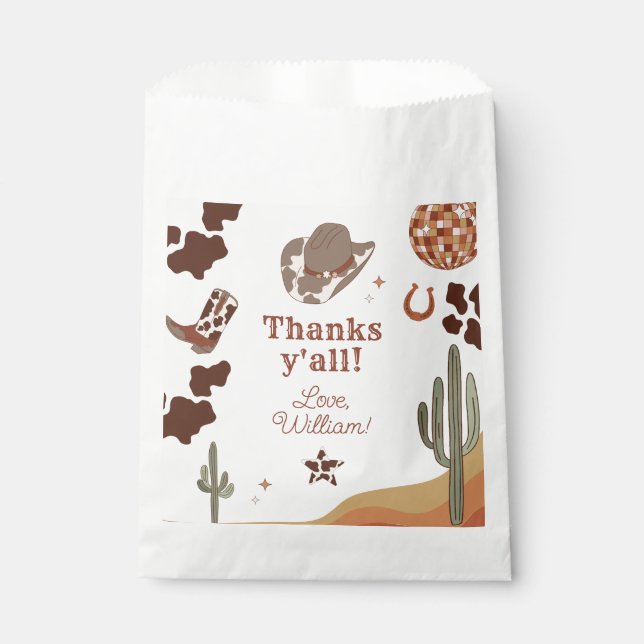 Cowboy Rodeo birthday Wild west Thank you Favour Bags (Front)