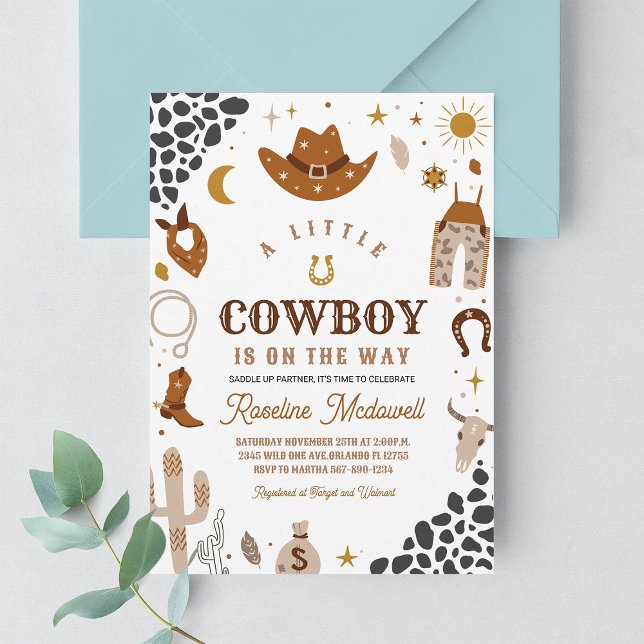 Cowboy Rodeo Boy Southwestern Ranch Baby Shower Invitation (Creator Uploaded)