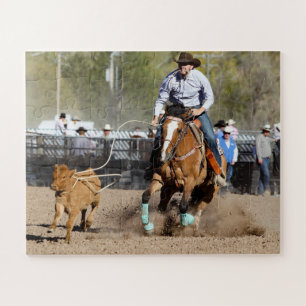 Cowboy Rodeo Calf Roping Western Sports Jigsaw Puzzle