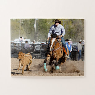 Cowboy Rodeo Calf Roping Western Sports Jigsaw Puzzle