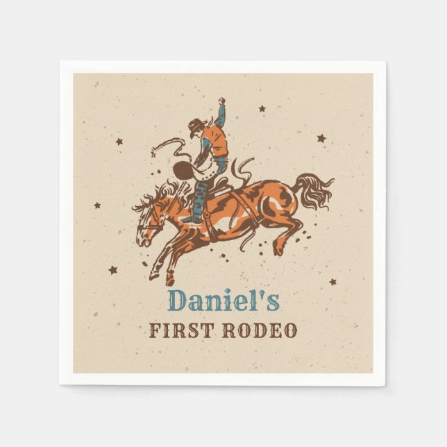 Cowboy Rodeo Cowboy Birthday Paper Napkin (Front)