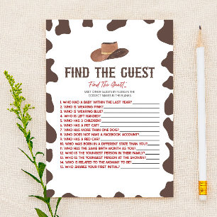 Cowboy Rodeo Find The Guest Baby Shower Game Stationery