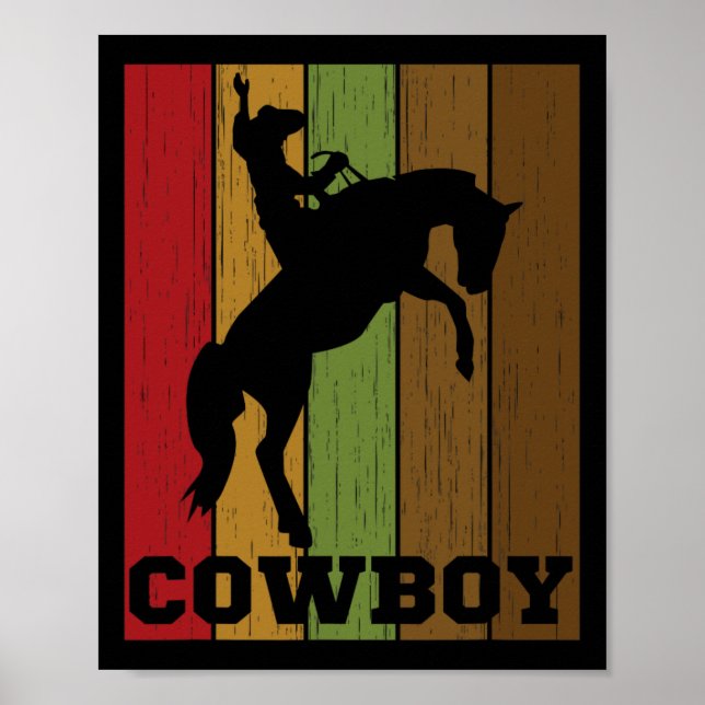 Cowboy Rodeo Horse Retro Western Cowboy Horseck Ri Poster (Front)