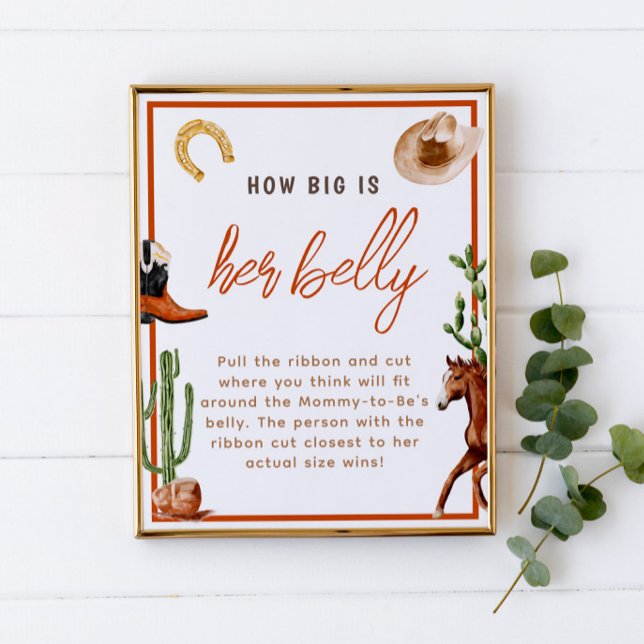 Cowboy Rodeo How Big is Her Belly Baby Shower Game Poster (Creator Uploaded)