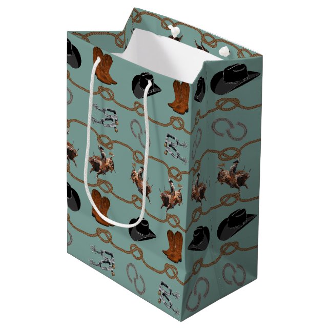 Cowboy Rodeo Tack  Medium Gift Bag (Front Angled)