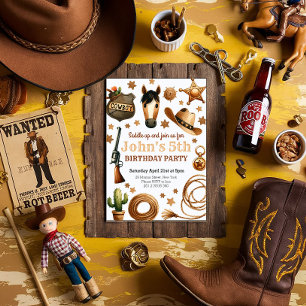 Cowboy Rodeo West Birthday  Invitation