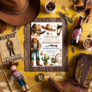 Cowboy Rodeo Western Boy Birthday  Invitation