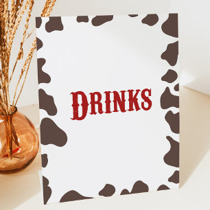 Cowboy Rodeo Western Drinks Table Pedestal Sign