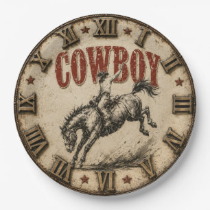 Cowboy Rodeo Western Horse Ranch Farmhouse Paper Plate