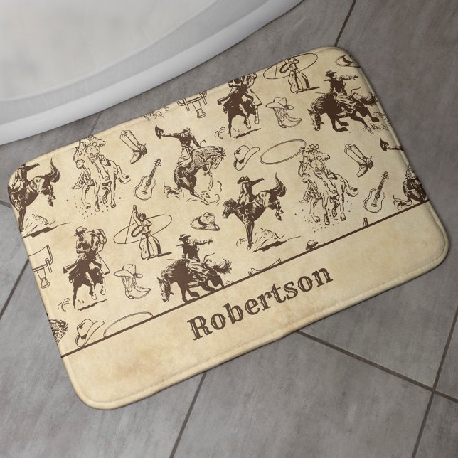 Cowboy Rodeo Western Horses Personalised Bath Mat (Creator Uploaded)