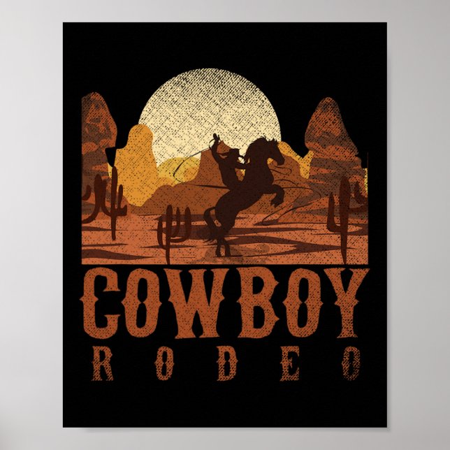 Cowboy Rodeo Western Texan Gift Horseck Riding Cow Poster (Front)