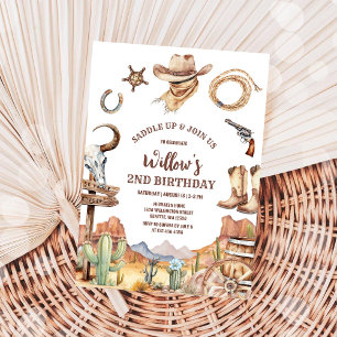 Cowboy Rodeo Wildwestern Ranch Boy Birthday Invitation