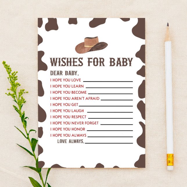 Cowboy Rodeo Wishes For Baby Shower Activity Stationery (Creator Uploaded)