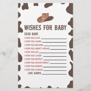Cowboy Rodeo Wishes For Baby Shower Activity Stationery
