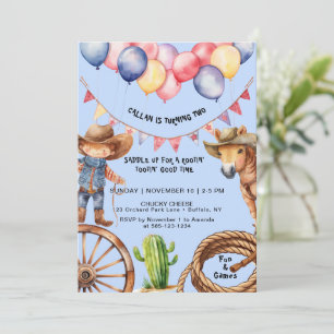 Cowboy Rootin'Rootin' Time Birthday Invitation