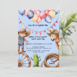 Cowboy Rootin'Rootin' Time Birthday Invitation