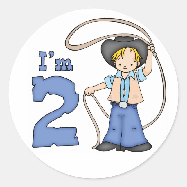 Cowboy Roper 2nd Birthday Classic Round Sticker (Front)