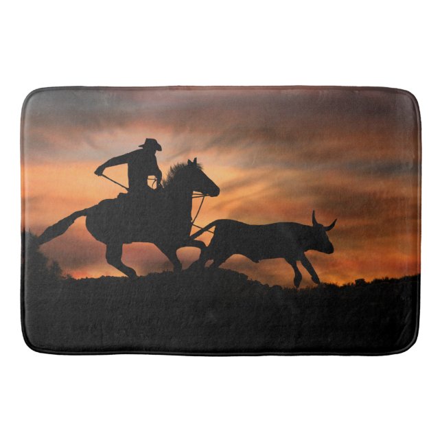 Cowboy Roping a Steer Bathmat (Front)